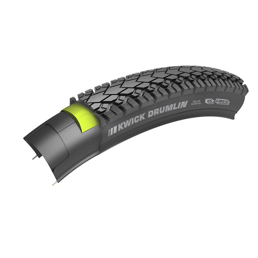 Kenda, Kwick Drumlin, Tire, 700x35C, Wire, Clincher, Single, 60TPI, Black