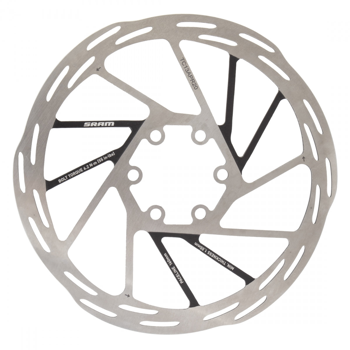 SRAM DISC ROTOR 160 PACELINE 6B ROUNDED BK - SRAM