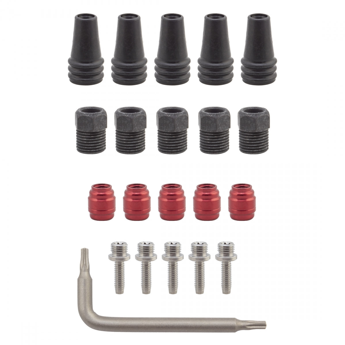 SRAM HOSE FITTING KIT 5eaBARBS/COMP NUTS/RD OLIVES/BOOTS/1 T8 WRENCH f/RED/FORCE/RIVAL AXS - SRAM
