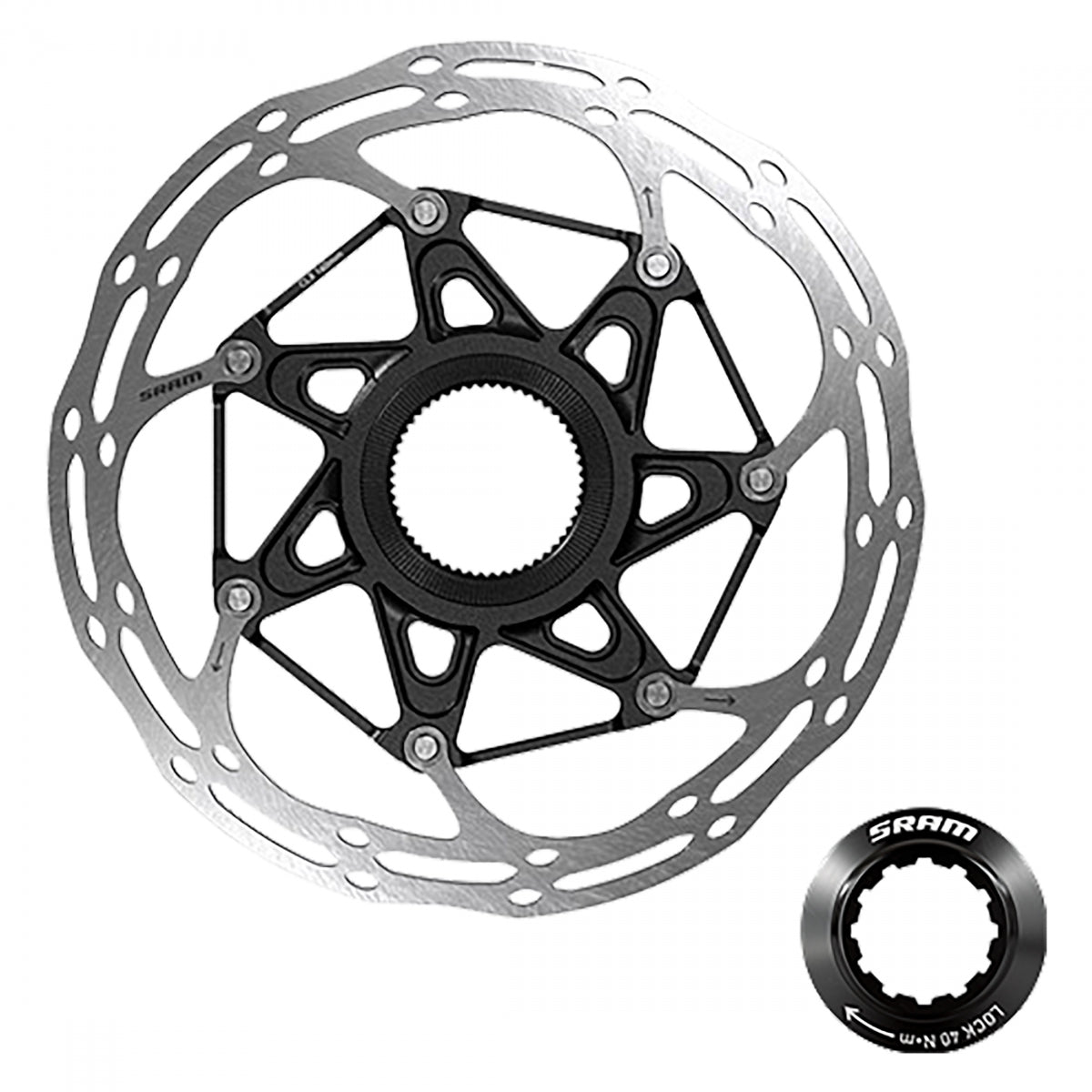 SRAM DISC ROTOR 140 C-LINE CL 2-PIECE ROUNDED w/LOCK RING SL/BK - SRAM