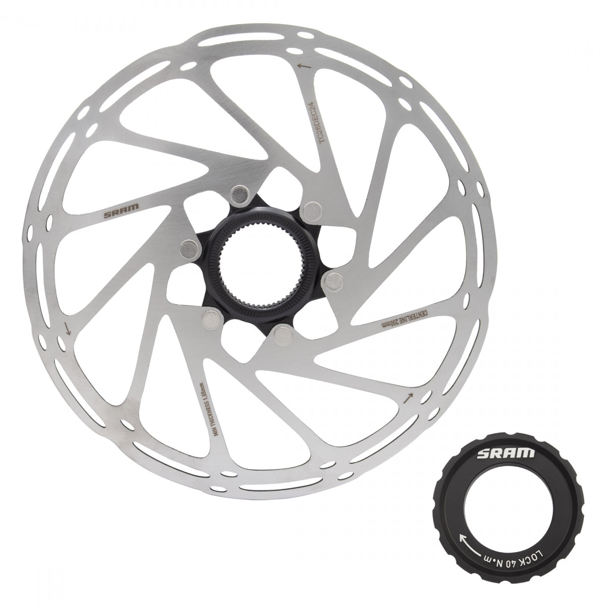 SRAM DISC ROTOR 200 C-LINE CL ROUNDED w/LOCK RING SL/BK - SRAM