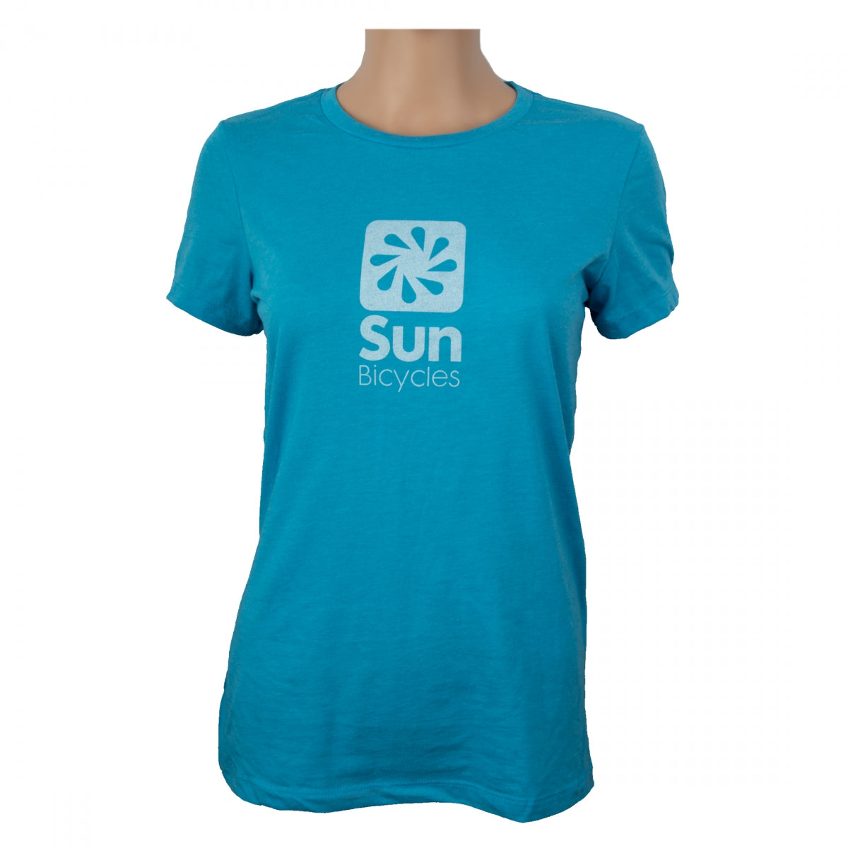 SUN BICYCLES CLOTHING T-SHIRT SUN LOGO LADIES LG HEATHER AQUA - SUN BICYCLES