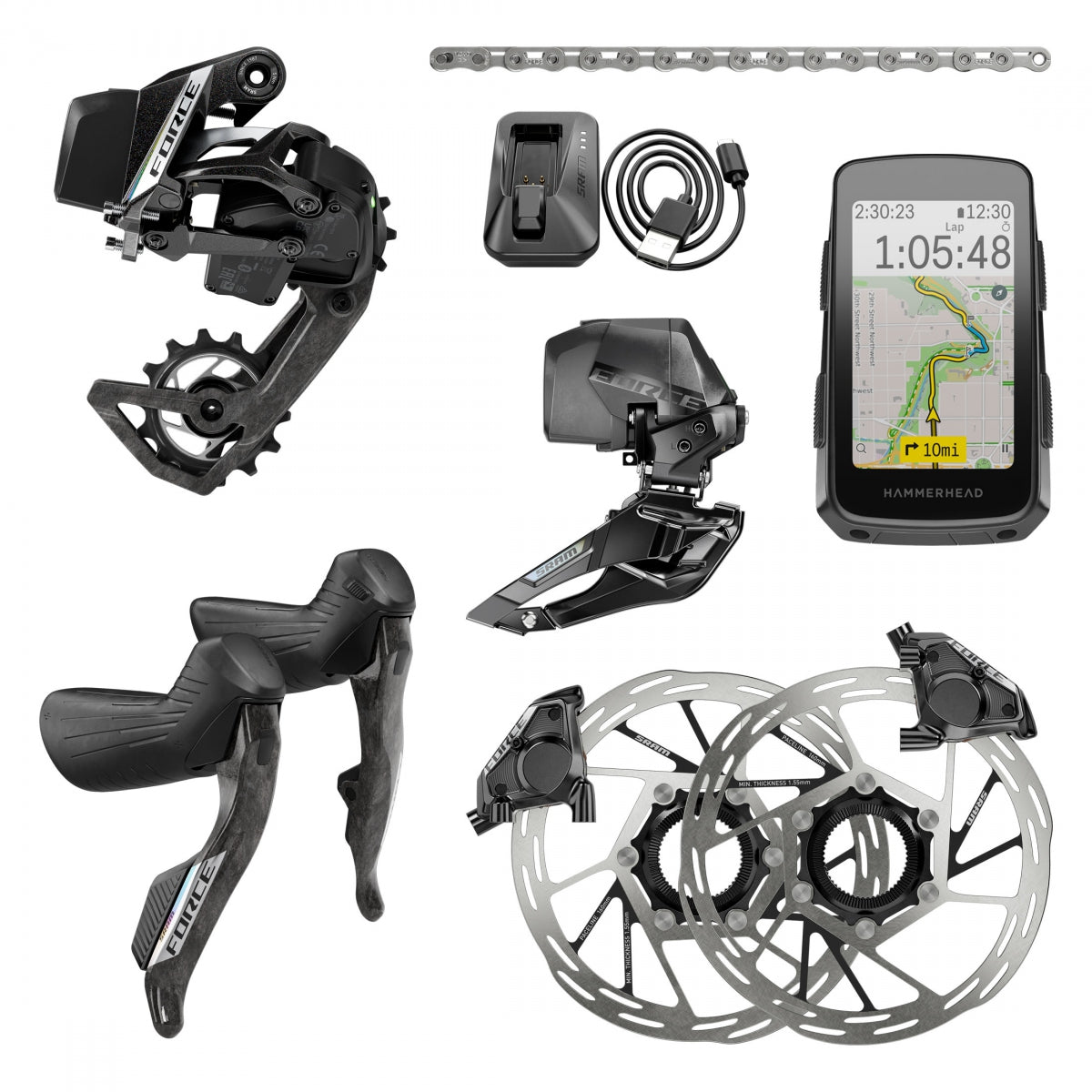 SRAM GROUP KIT SRAM FORCE ETAP AXS 2X E1 HRD HAMMERHEAD KAROO/SHIFrontER/HYD ED FM FD/CHAIN 114L/RD 36T MAX BAT/FD/160 CL/BAT-CHARGER-CORD (P) - SRAM