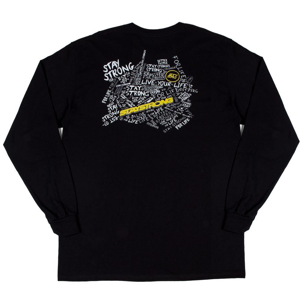 Stay Strong Scribble Long Sleeve T-Shirt - Black available at 5150bmx.com