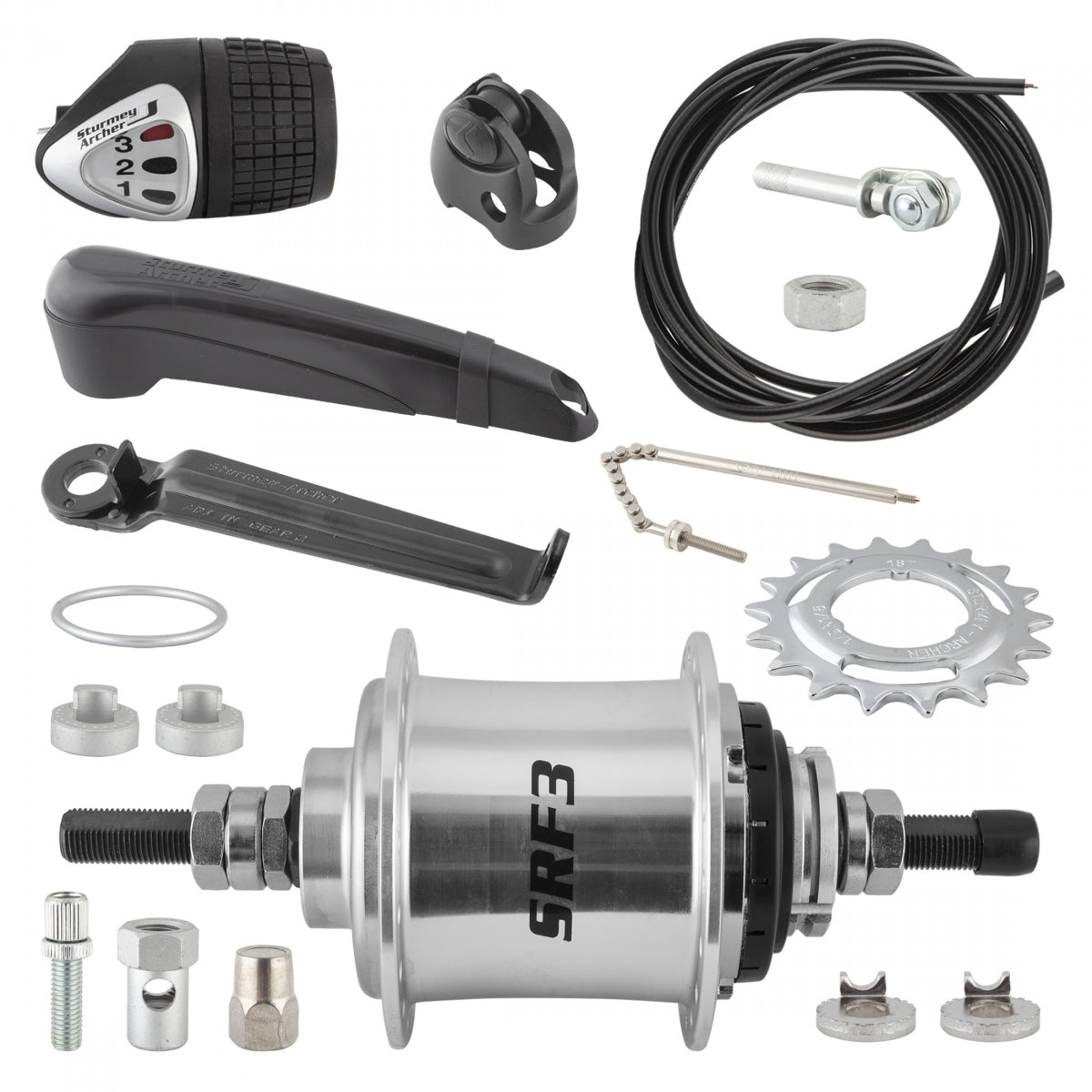 STURMEY ARCHER HUB Rear S/A 3sp SRF3 FW 36 ALY SL w/TRIM KIT/TWIST-SHIFrontER TSS33/CASING 1700mm 18T 163/118mm NON-ROTARY - STURMEY ARCHER