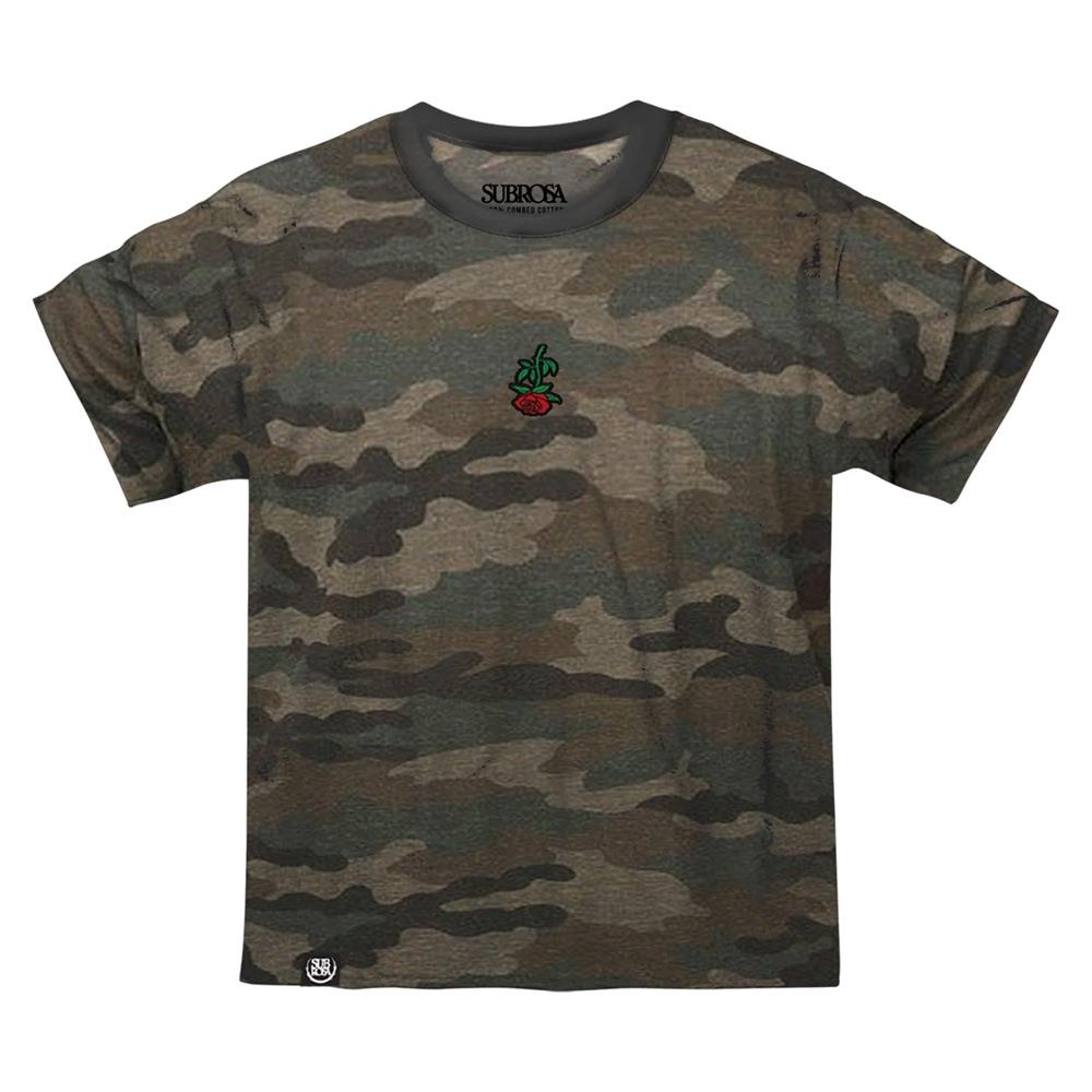 Subrosa Rose Embroidery Youth T-Shirt - Camo available at 5150bmx.com