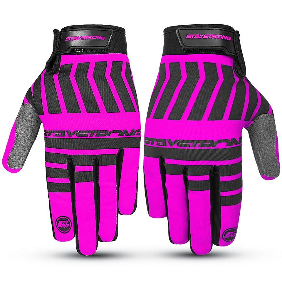 Stay Strong Chev Stripe Gloves - Pink available at 5150bmx.com