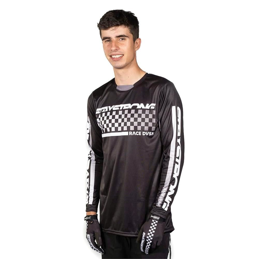 Stay Strong Checker Race Jersey - Black available at 5150bmx.com