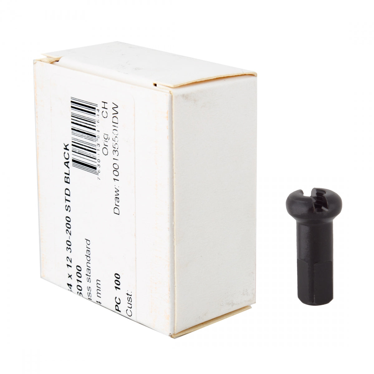DT SWISS SPOKE NIPPLE DT BRASS 2.34x12mm BK BXof100 - DT SWISS