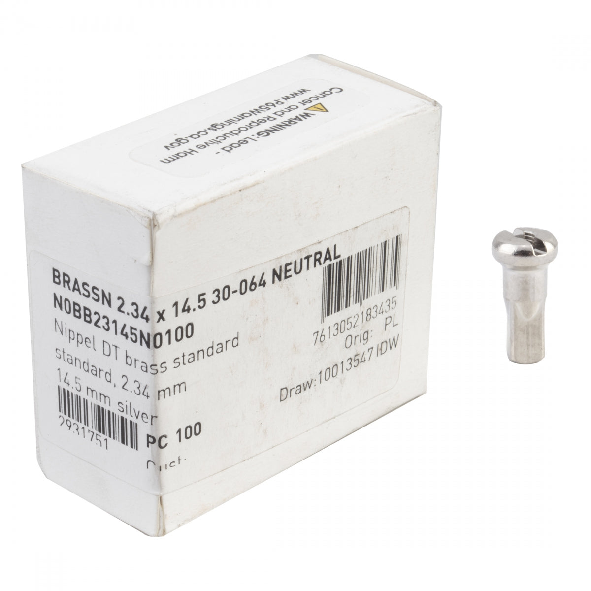 DT SWISS SPOKE NIPPLE DT BRASS 2.34x14.5mm SL BXof100 - DT SWISS