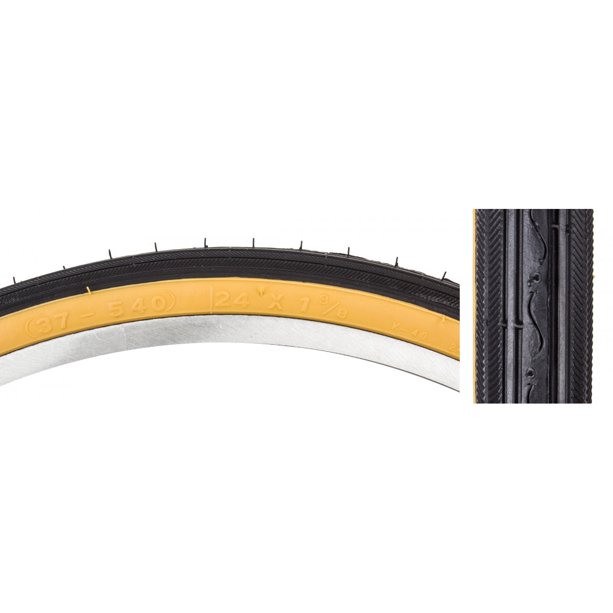 SUNLITE TIRE SUNLT 24x1-3/8 BK/GM RD K40 WIRE - SUNLITE