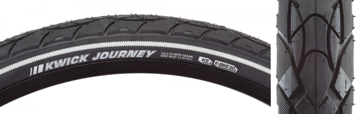 KENDA TIRE KEN KWICK JOURNEY SPORT 20x1.35 BK/BK/REF SRC/KS WIRE 80psi E50 - KENDA