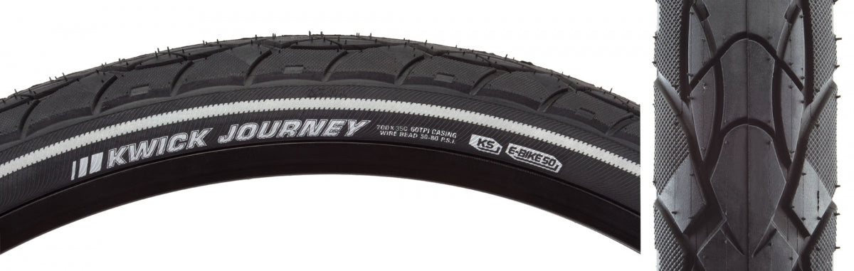 KENDA TIRE KEN KWICK JOURNEY SPORT 700x35 BK/BK/REF SRC/KS/60 WIRE 80psi E50 - KENDA