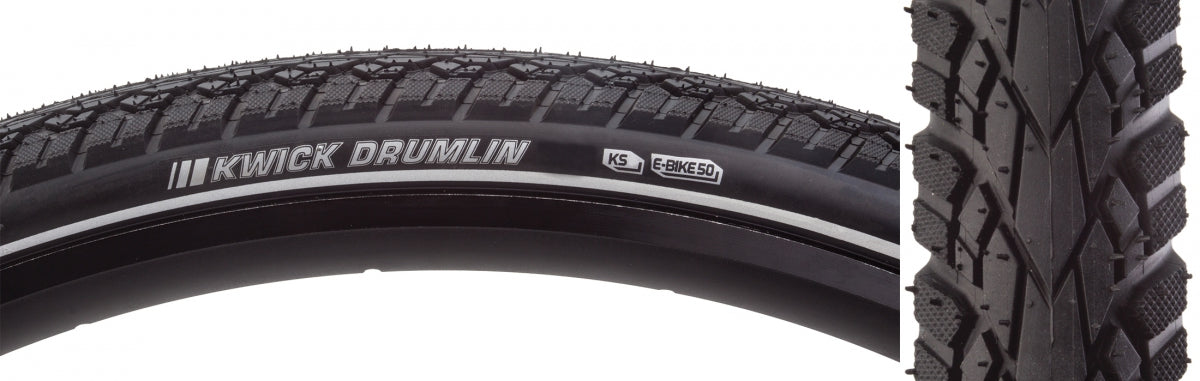 KENDA TIRE KEN KWICK DRUMLIN SPORT 26x2.0 BK/BK/REF SRC/KS/60 WIRE 80psi E50 - KENDA