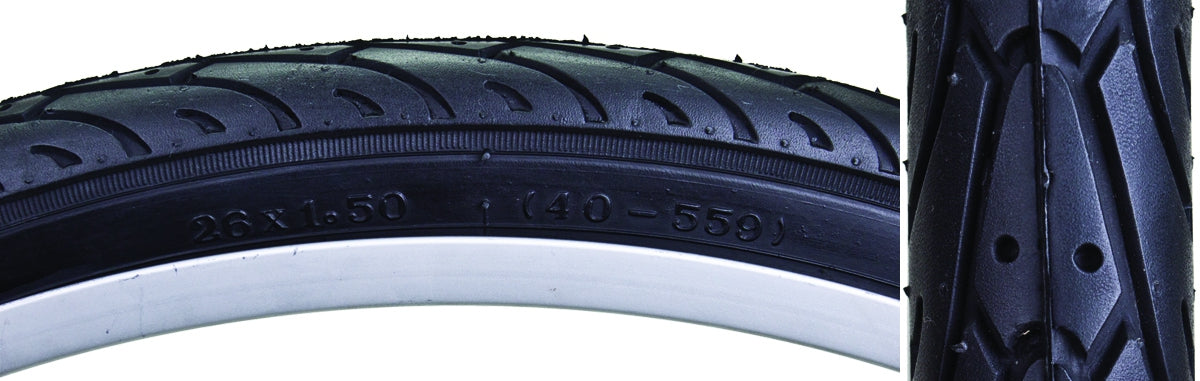 SUNLITE TIRE SUNLT 26x1.5 BK/BK CITY SLICK II FLATSHLD WIRE BELTED - SUNLITE