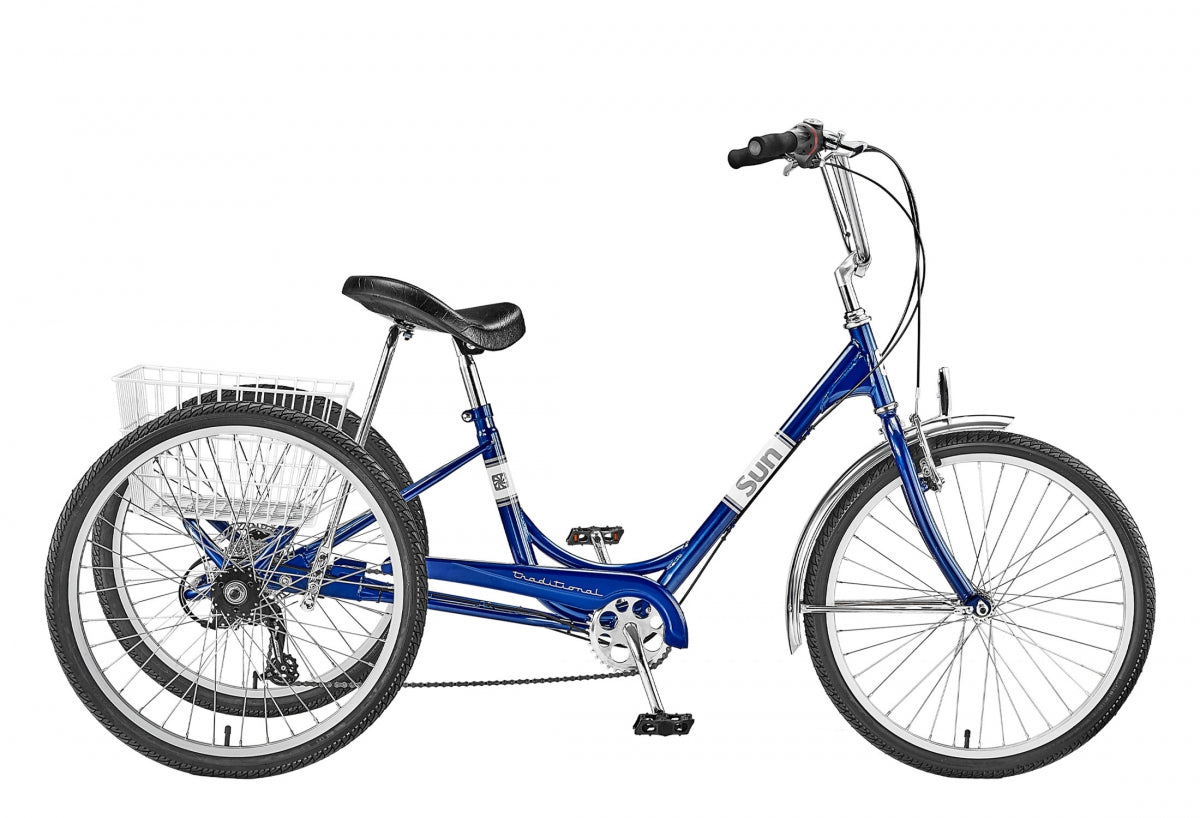 SUN BICYCLES TRIKE SUN ADULT P-BU 24 7sp ALY WHL w/WH BASKET* (F) - SUN BICYCLES