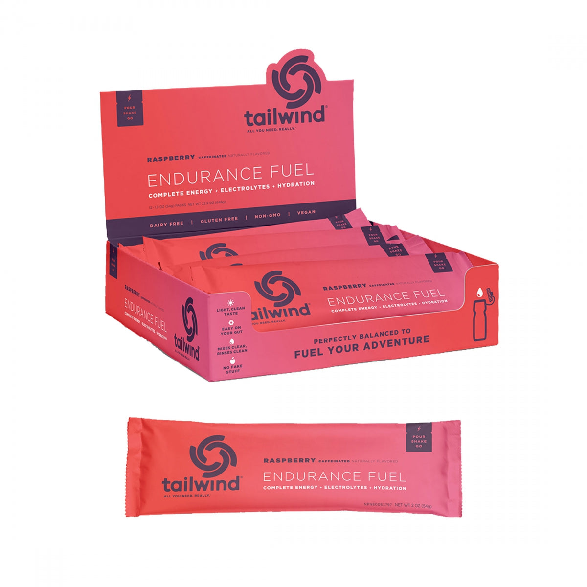 TAILWIND NUTRITION FOOD TAILWIND ENDURANCE FUEL CAFFEINE RASPBERearY BUZZ BXof12 SS - TAILWIND NUTRITION
