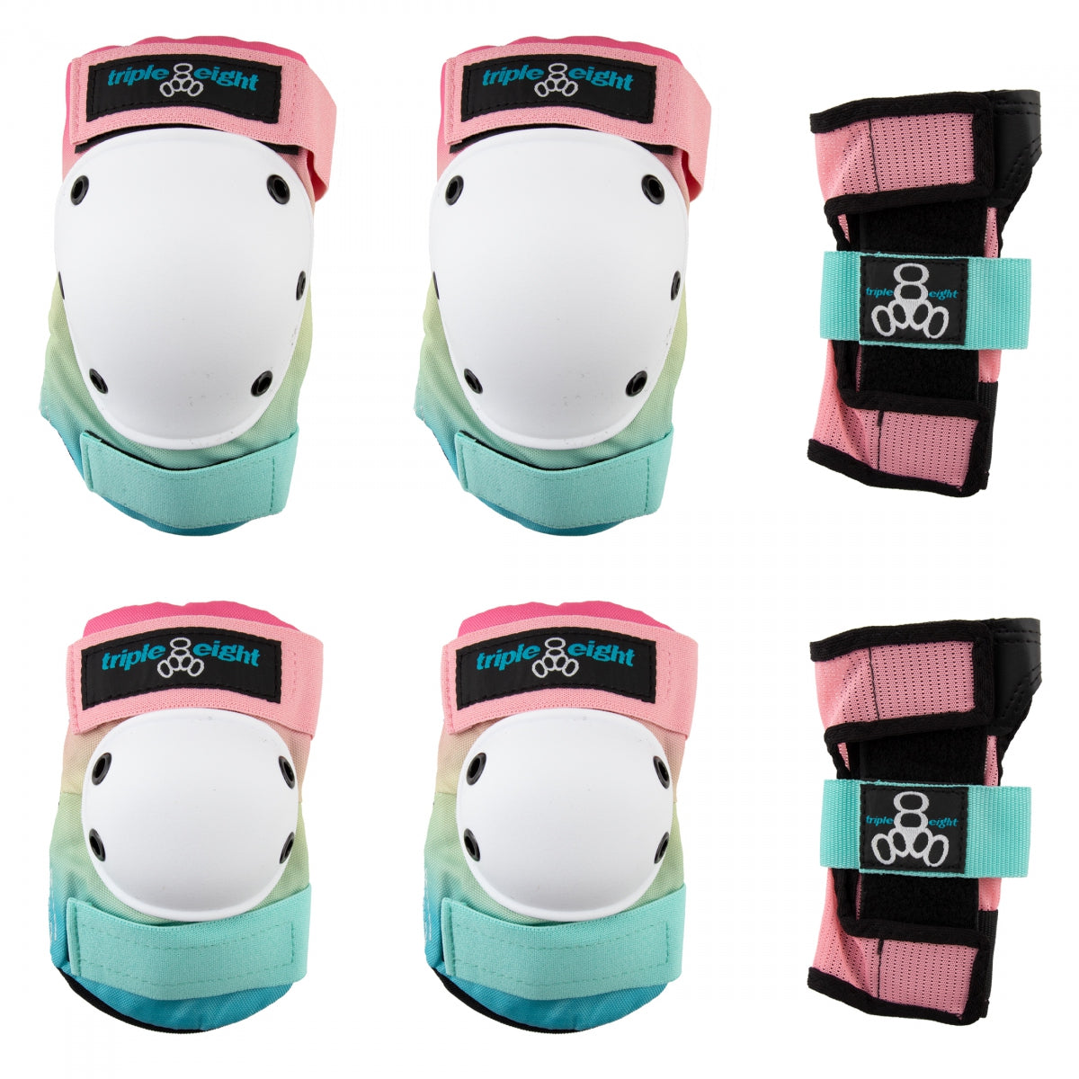 TRIPLE EIGHT PAD SET TRIPLE8 SAVER-3 ELBO/KNE/WRST MD SHAVED ICE FADE - TRIPLE EIGHT