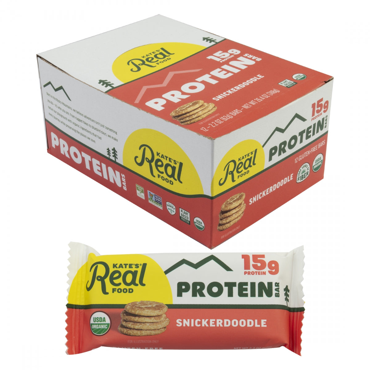 KATES REAL FOOD FOOD KATES REAL BAR PROTEIN SNICKERDOODLE BXof12 - KATES REAL FOOD