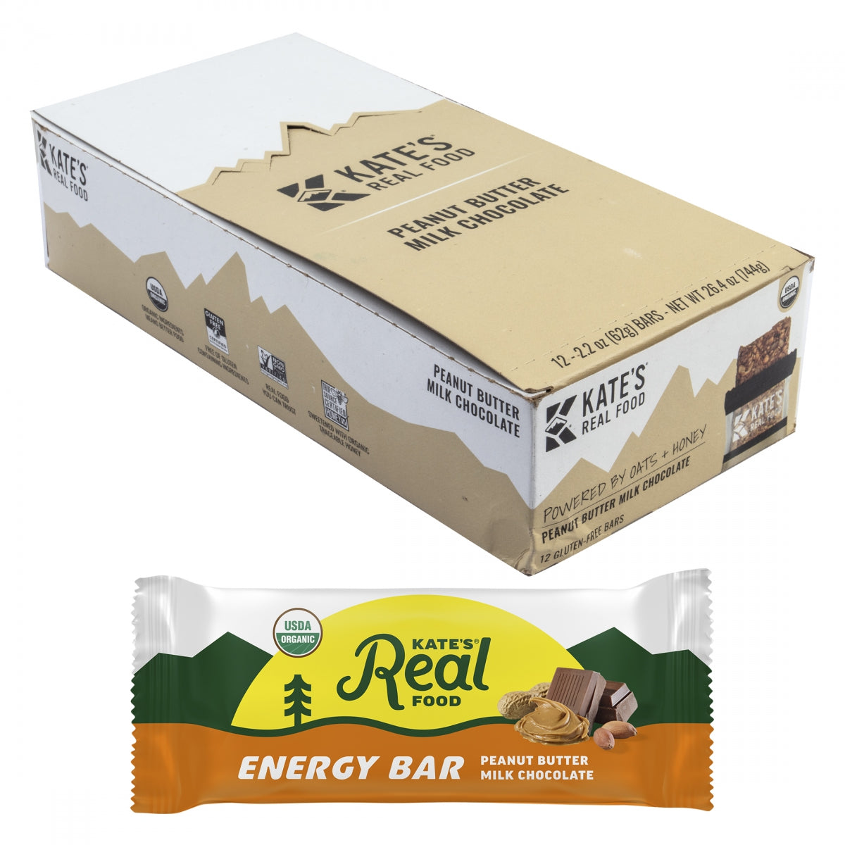 KATES REAL FOOD FOOD KATES REAL BAR ENERGY P-BUTR MILK CHOC BXof12 - KATES REAL FOOD