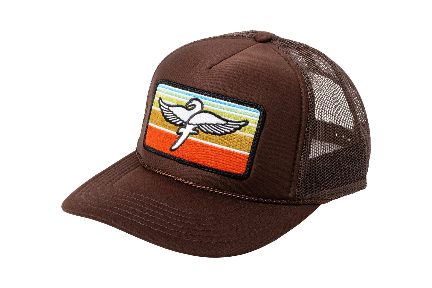 Fairdale Swan Trucker Hat (Brown w/ Sunrise Patch) available at 5150bmx.com