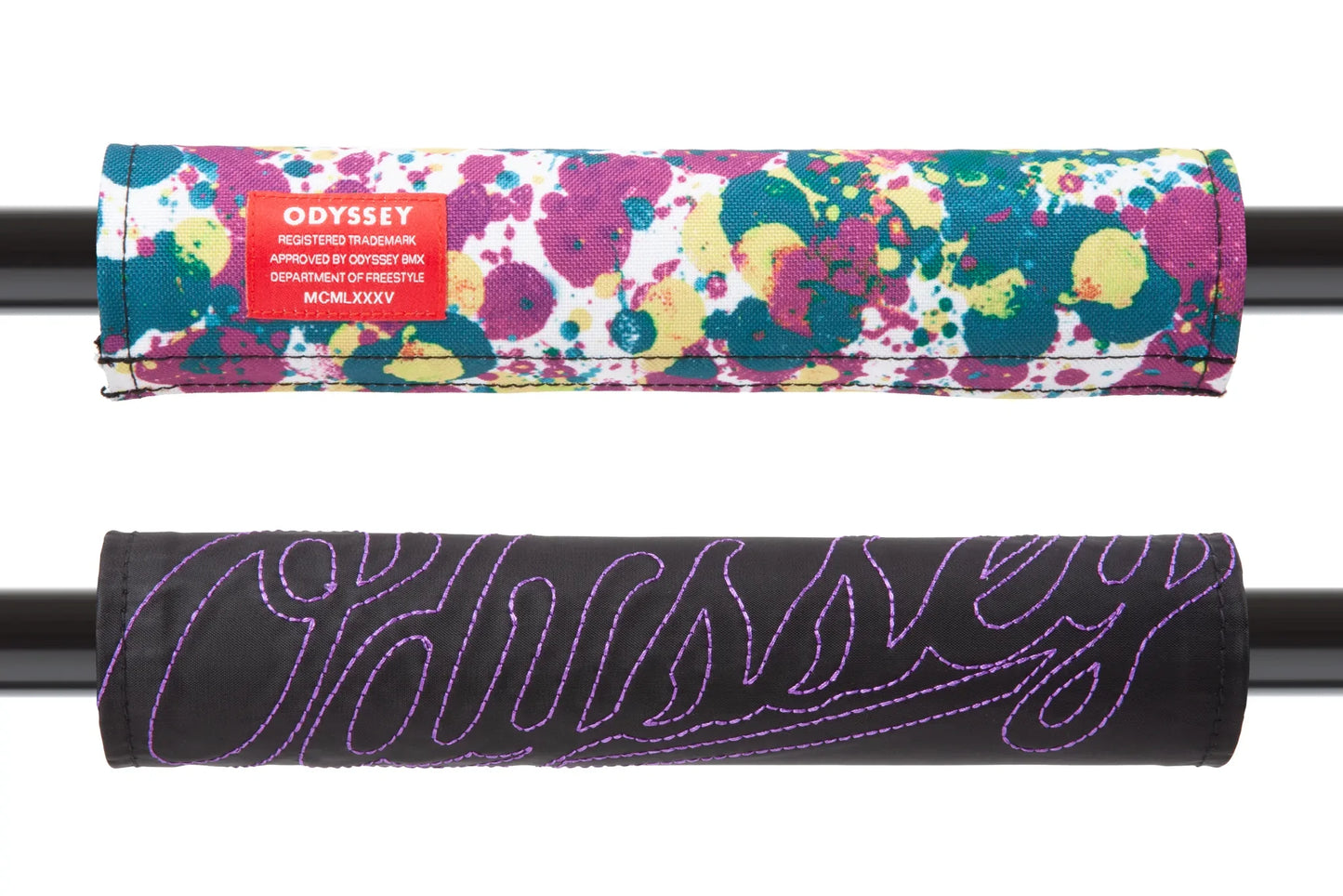 Odyssey Reversible Bar Pad (Splatter / Big Stitch Purple) available at 5150bmx.com