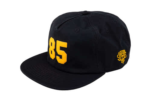 Odyssey '85 5-Panel Hat (Black w/ Golden Rod Felt Applique) available at 5150bmx.com
