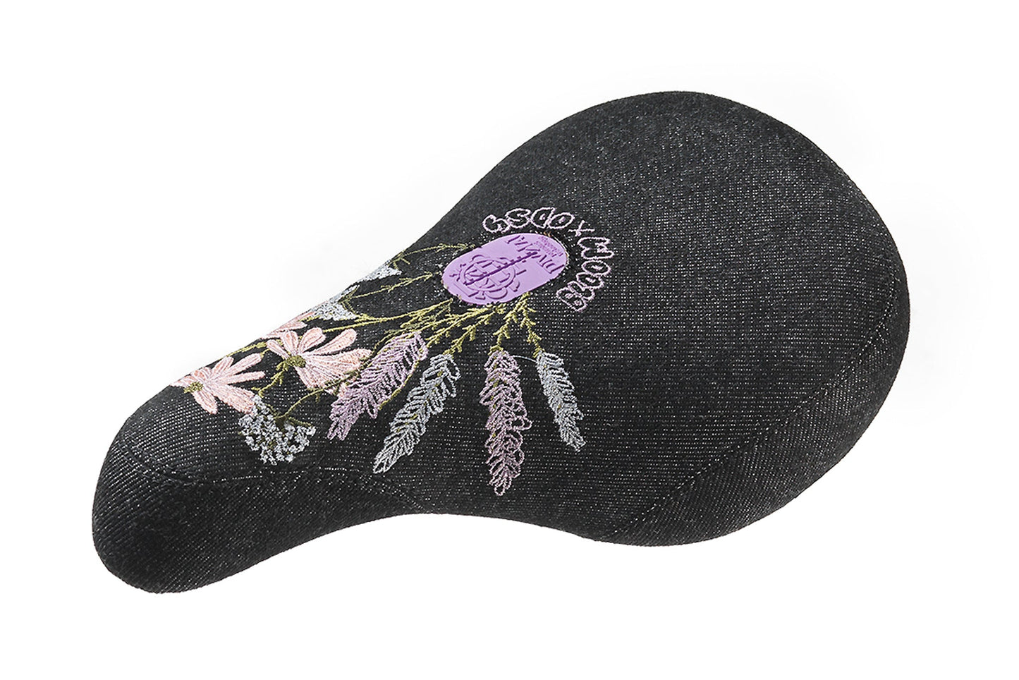 Odyssey x Bloom Fat Seat (Black Denim w/Floral Embroidery) - Available at 5150bmx.com