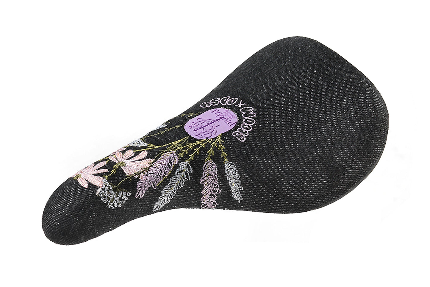 Odyssey x Bloom Slim Seat (Black Denim w/Floral Embroidery) - Available at 5150bmx.com