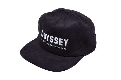 Odyssey Campus 5-Panel Corduroy Hat (Black with White Embroidery) available at 5150bmx.com