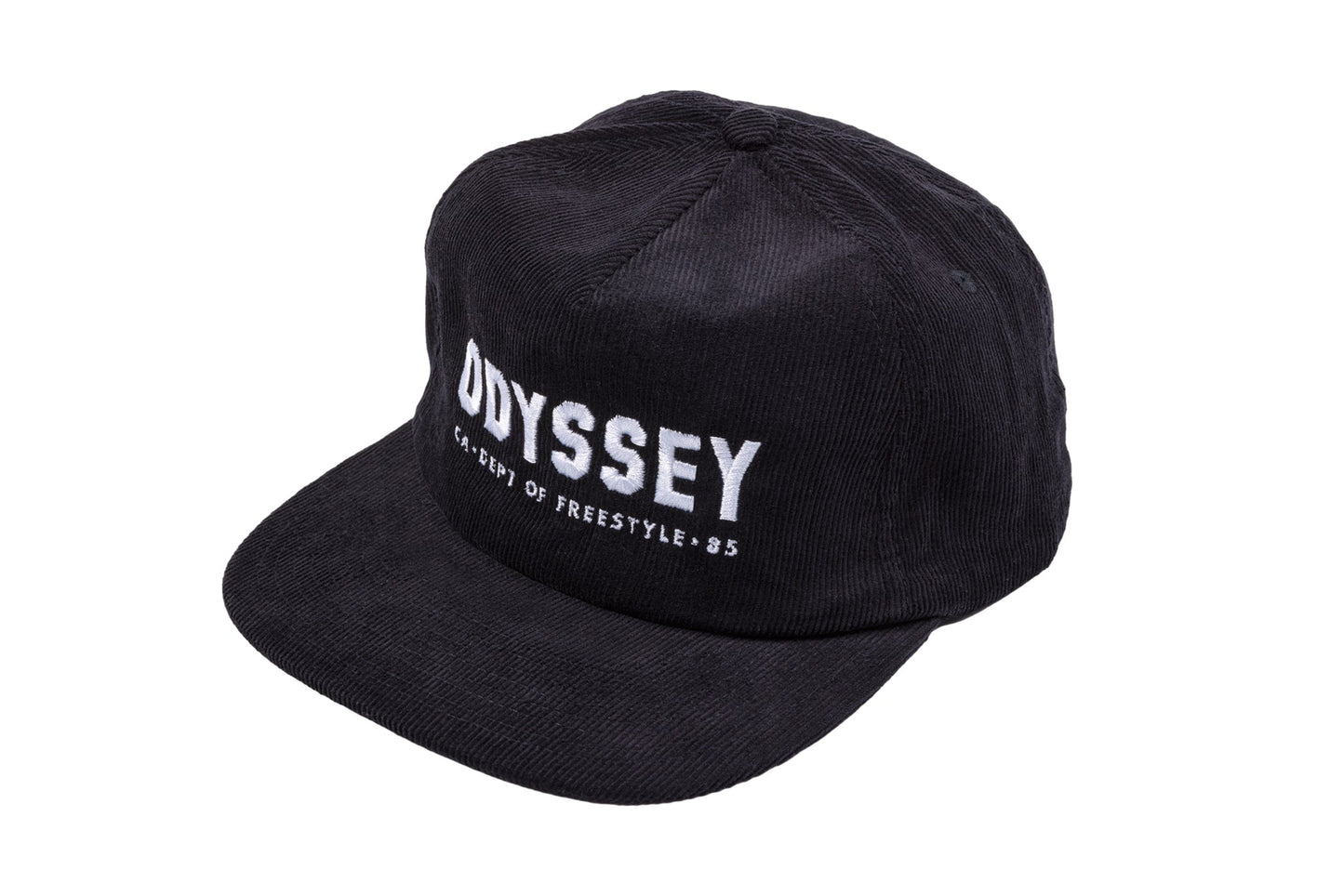Odyssey Campus 5-Panel Corduroy Hat (Black with White Embroidery) available at 5150bmx.com