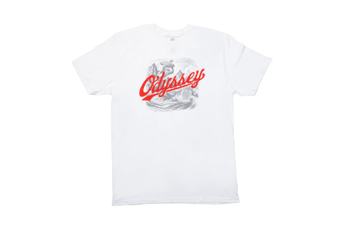 Odyssey Homer Tee (White with Gray and Red Ink) available at 5150bmx.com