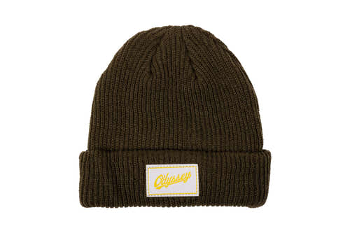 Odyssey Slugger Label Beanie (Green with White Label) available at 5150bmx.com