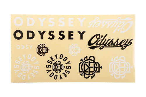 Odyssey Assorted Sticker Pack (Black/White with Clear Back) available at 5150bmx.com