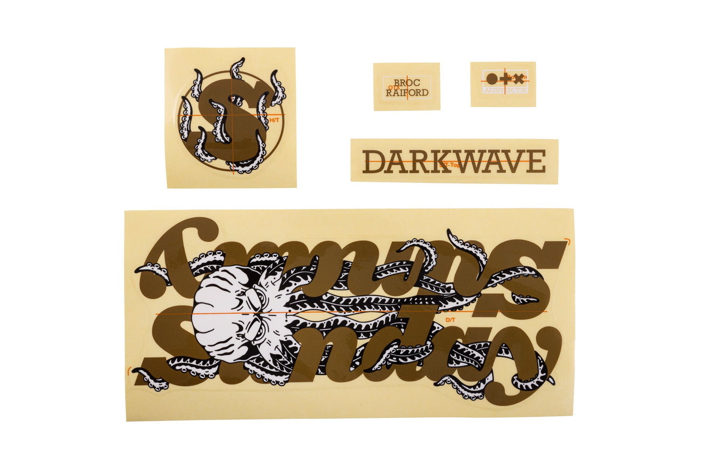 Sunday Darkwave Frame Sticker Kit ( Matte Gold / Octopus ) available at 5150bmx.com