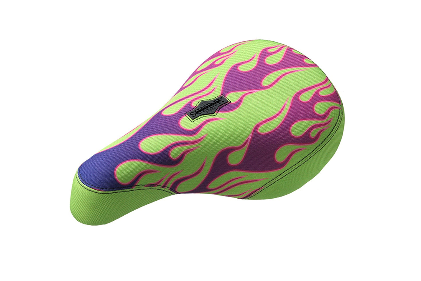 Sunday Flames Pivotal Seat (Purple/Green) available at 5150bmx.com