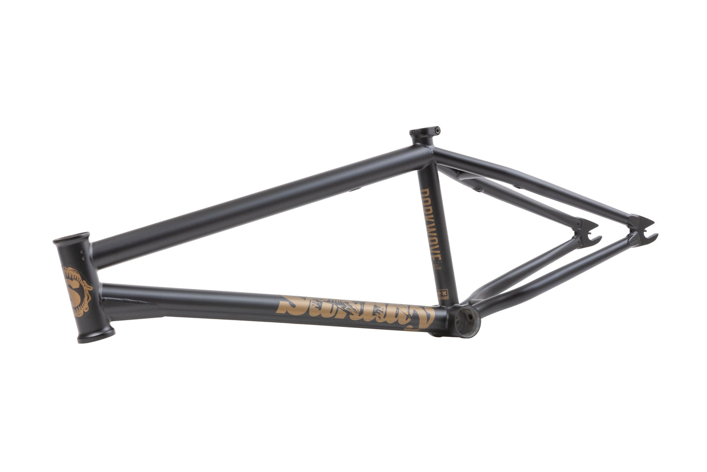 Sunday Darkwave Frame (Matte Black w/Gold Shark Stickers) available at 5150bmx.com