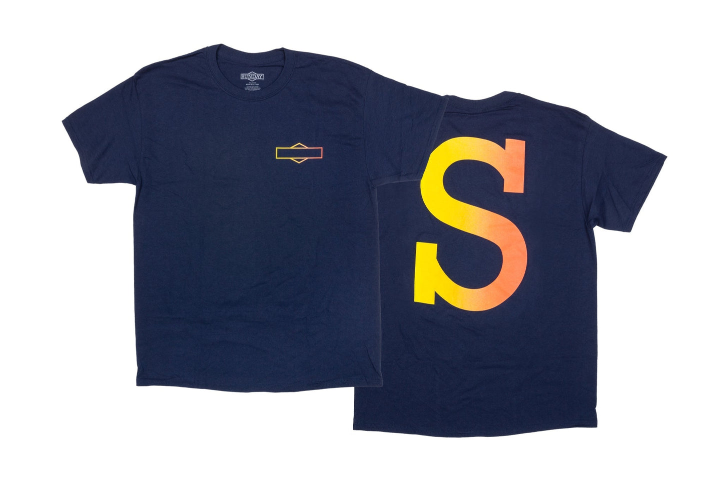 Sunday Big S Tee (Navy with Red/Yellow Fade Ink) available at 5150bmx.com
