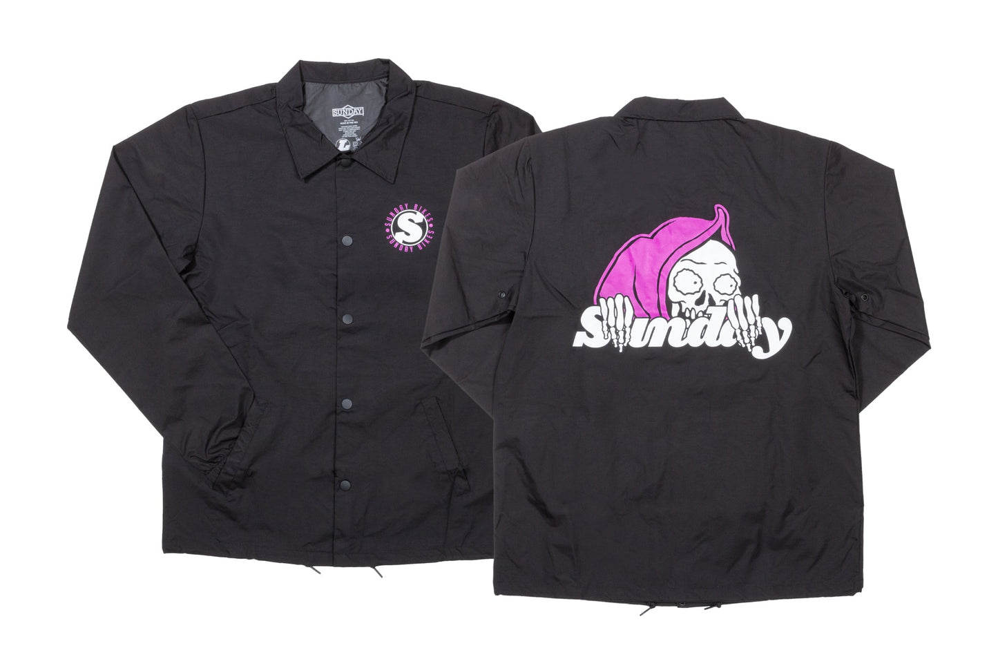 Sunday Creepy Sweeper Windbreaker Jacket (Black with Purple/White Ink) available at 5150bmx.com