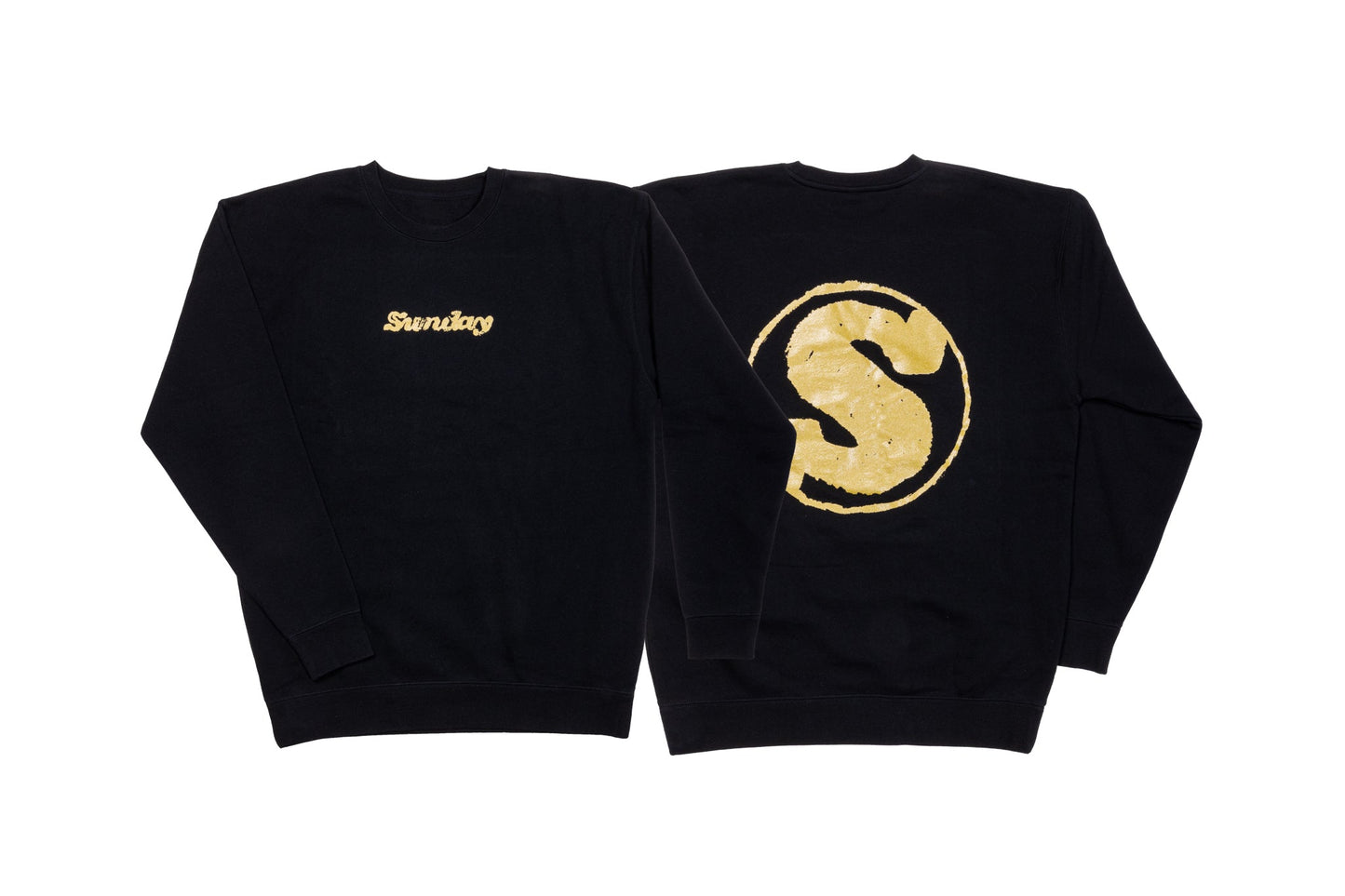 Sunday Hard Print Crewneck Sweatshirt (Black with Metallic Gold Ink) available at 5150bmx.com