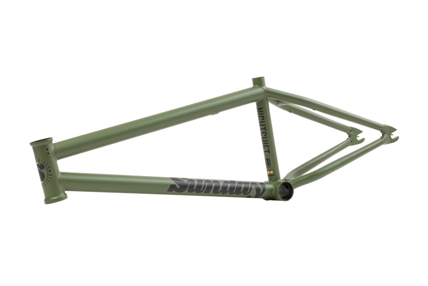 Sunday Nightshift Frame (Matte Army Green with Black/Yellow Stickers) - Available at 5150bmx.com