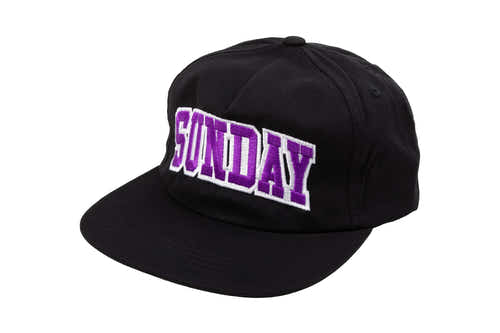 Sunday Blockhead 5-Panel Hat (Black w/ Purple+White Embroidery) available at 5150bmx.com