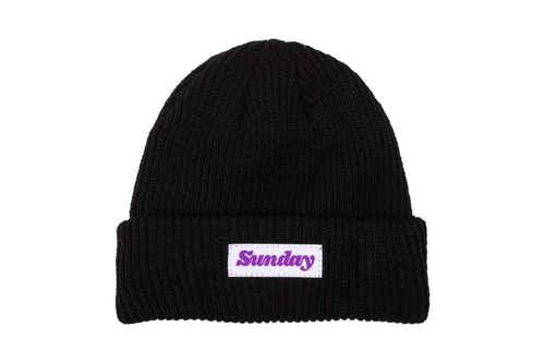 Sunday Classy Beanie (Black w/ White Woven Label) available at 5150bmx.com