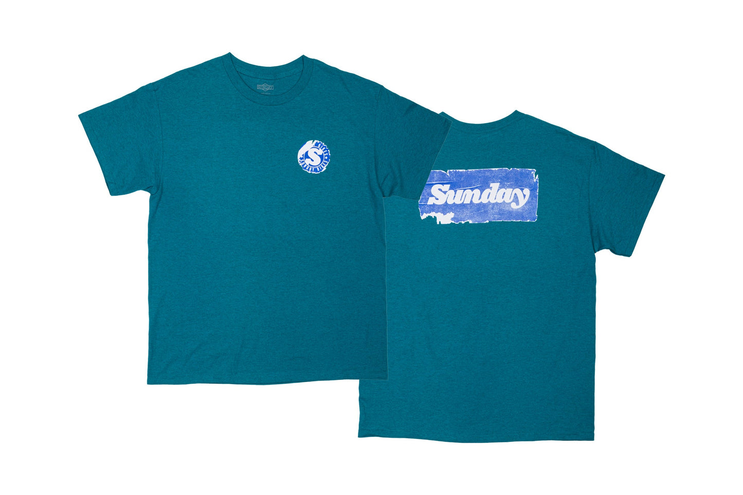 Sunday Sticker Tee (Aquatic w/ Navy+White Ink) available at 5150bmx.com