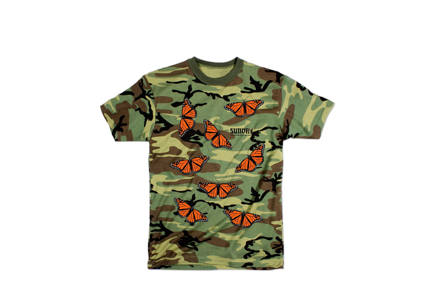 Sunday x Burn Slow Migration Logo S/S (Woodland Camo) available at 5150bmx.com
