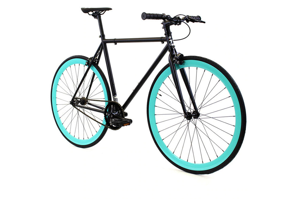 GOLDEN CYCLES JACKSON COMPLETE BIKE BLACK w/TEAL RIMS