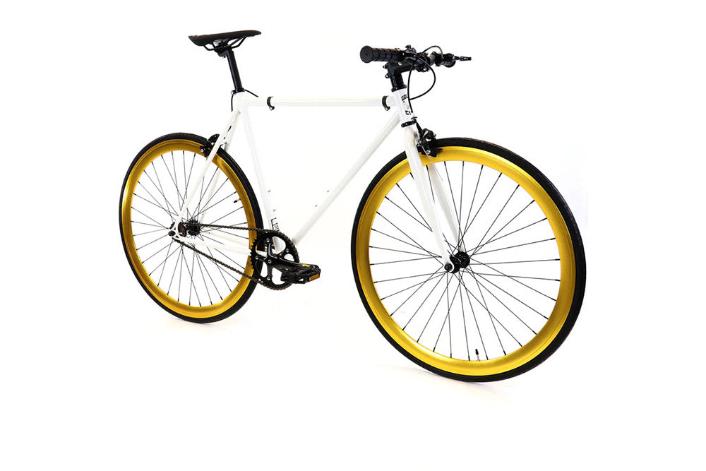 GOLDEN CYCLES PHAROAH COMPLETE BIKE WHITE w/GOLD RIMS