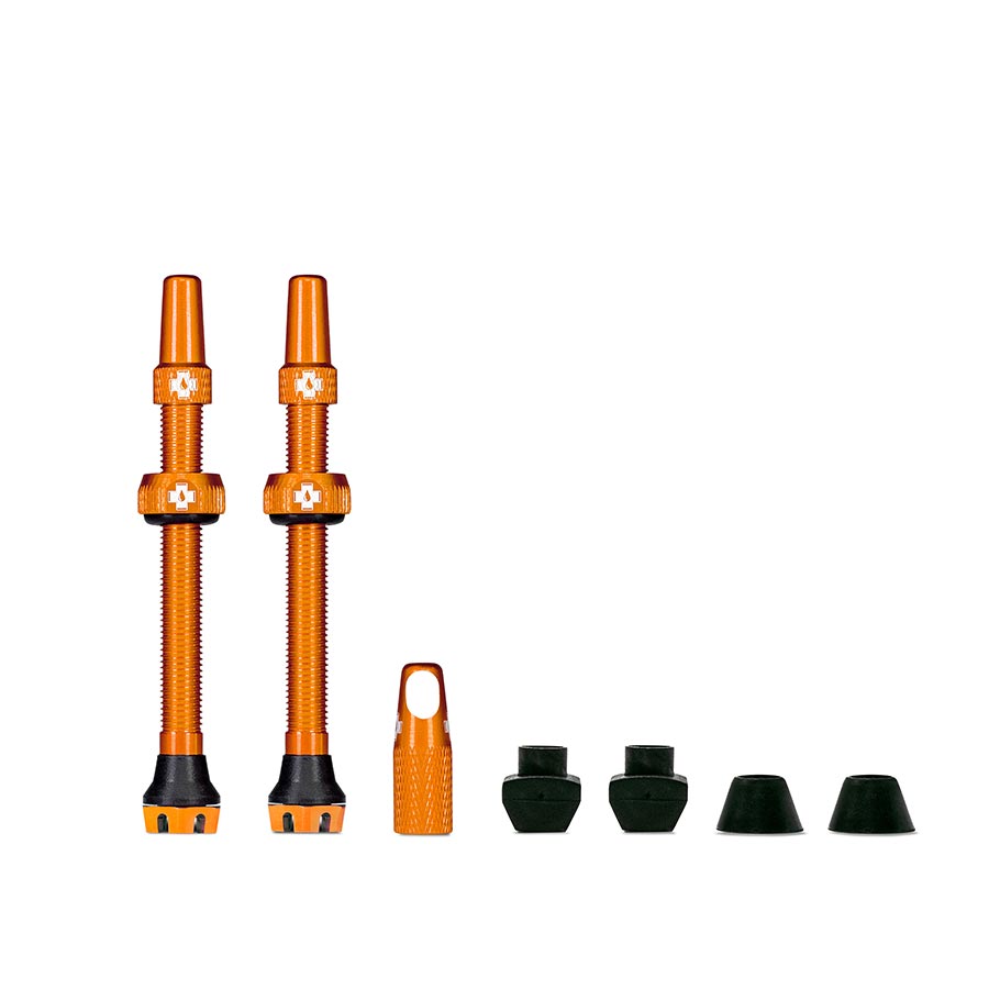 V2, Tubeless Valve, Presta, 60mm, Orange, Pair