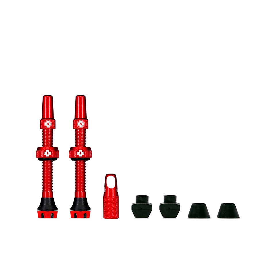 V2, Tubeless Valve, Presta, 44mm, Red, Pair