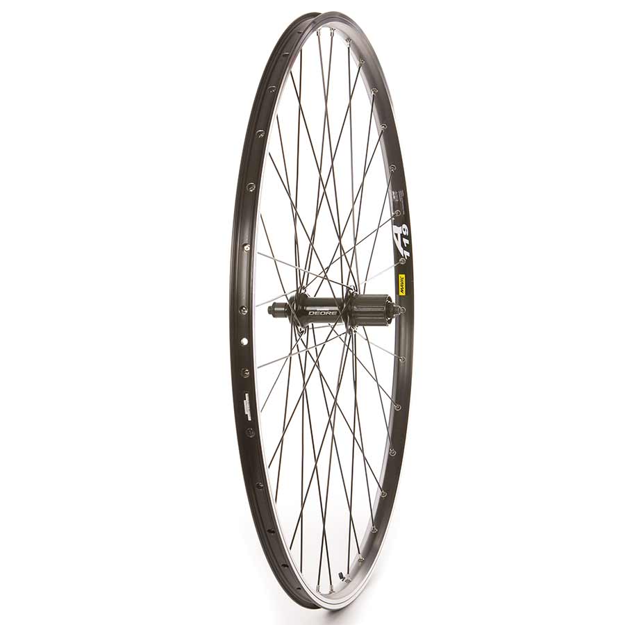 Black/ Shimano Deore FH-T610, Wheel, Rear, 700C / 622, Holes: 32, QR, 135mm, Rim, Shimano HG